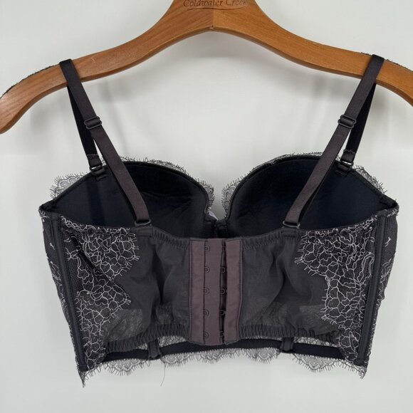 Victoria's Secret Lace Underwire Bustier bra Adjustable Straps gray lavendar 34d - Picture 2 of 7